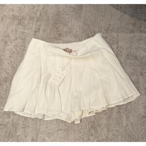 NWT Show me your Mumu White Linen Blend Skort Elastic Waistband side zip XL